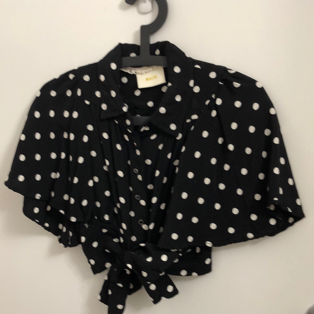 Anthropologie Maeve cropped polka dot crop